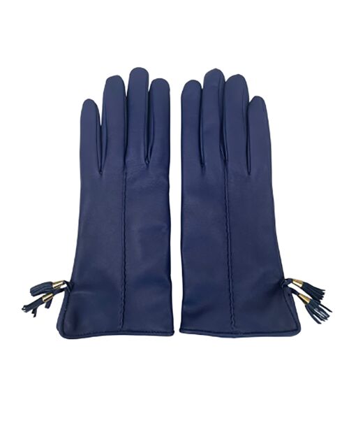 Gants en Cuir d'Agneau doublés Laine Trocadero bleu électrique