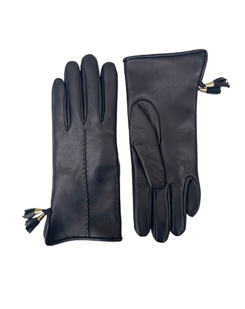 Gants en Cuir d'Agneau doublés Laine Trocadero bleus