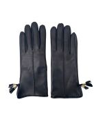 Gants en Cuir d'Agneau doublés Laine Trocadero bleus