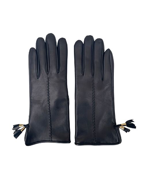 Gants en Cuir d'Agneau doublés Laine Trocadero bleus