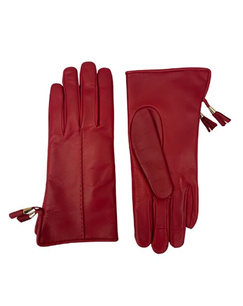 Gants en Cuir d'Agneau doublés Laine Trocadero ruby