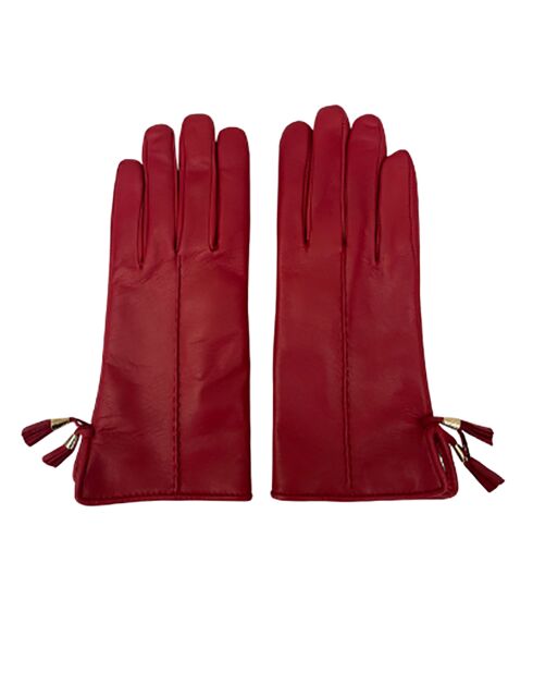 Gants en Cuir d'Agneau doublés Laine Trocadero ruby