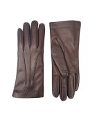 Guanti in pelle di agnello foderati in lana Valmy marrone scuro