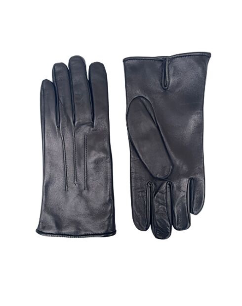 Gants en Cuir d'Agneau doublés Laine Voltaire noirs