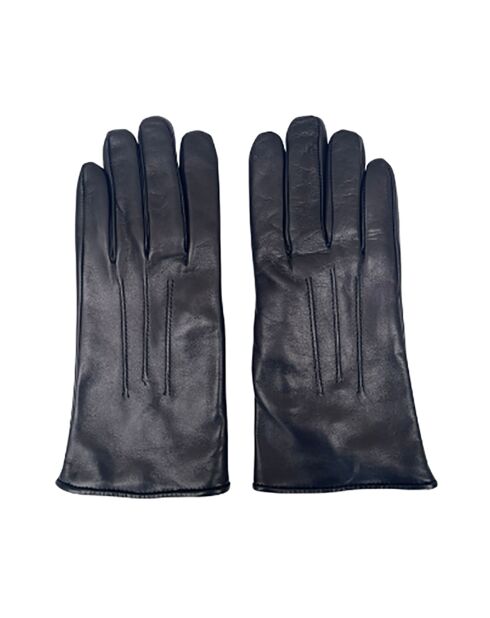 Gants en Cuir d'Agneau doublés Laine Voltaire noirs