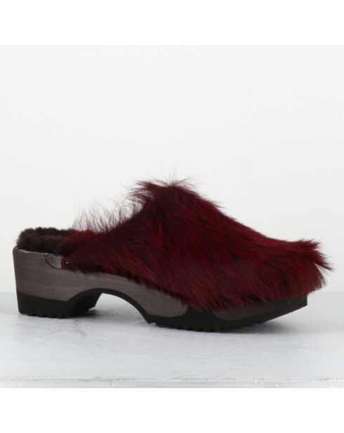 Sabots en Cuir coquino lie de vin - Talon : 5cm