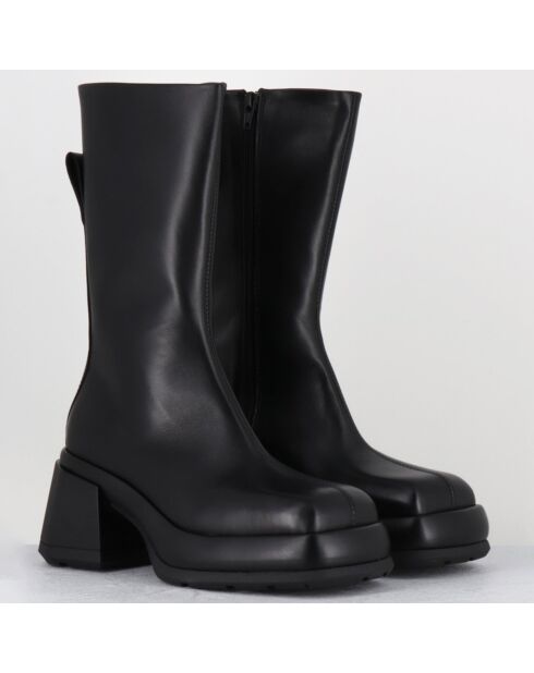 Bottines en Cuir & Textile cassia noires