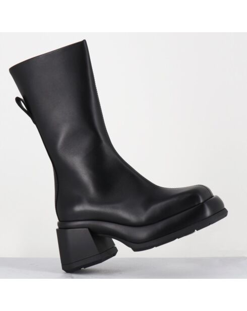 Bottines en Cuir & Textile cassia noires