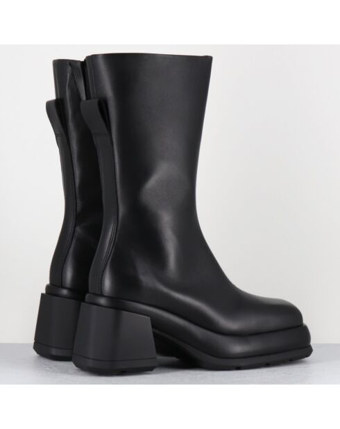Bottines en Cuir & Textile cassia noires