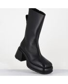Bottines en Cuir & Textile cassia noires