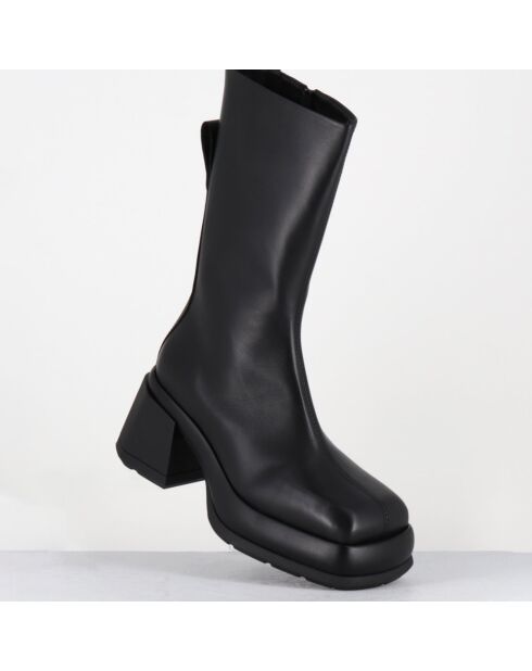 Bottines en Cuir & Textile cassia noires