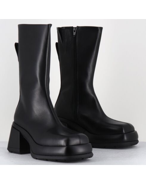 Bottines en Cuir & Textile cassia noires