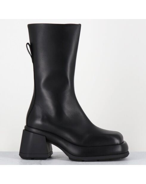 Bottines en Cuir & Textile cassia noires