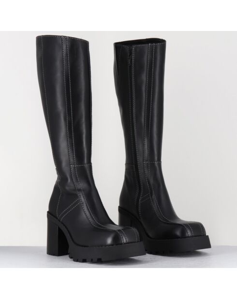 Bottes en Cuir dulce noires - Talon : 9.5cm