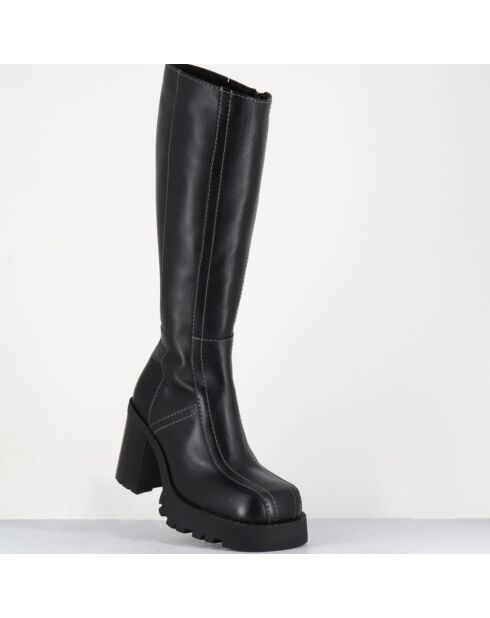 Bottes en Cuir dulce noires - Talon : 9.5cm