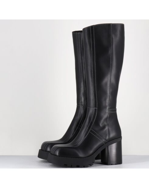 Bottes en Cuir dulce noires - Talon : 9.5cm