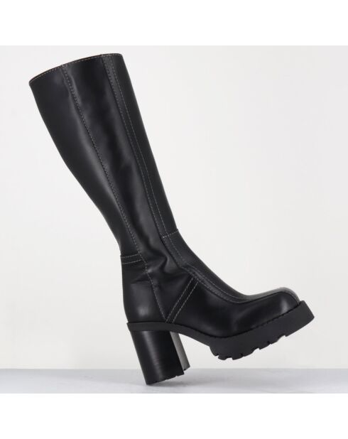 Bottes en Cuir dulce noires - Talon : 9.5cm