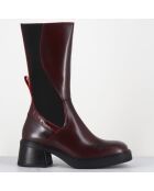 Bottines en Cuir & Textile flavia bordeaux