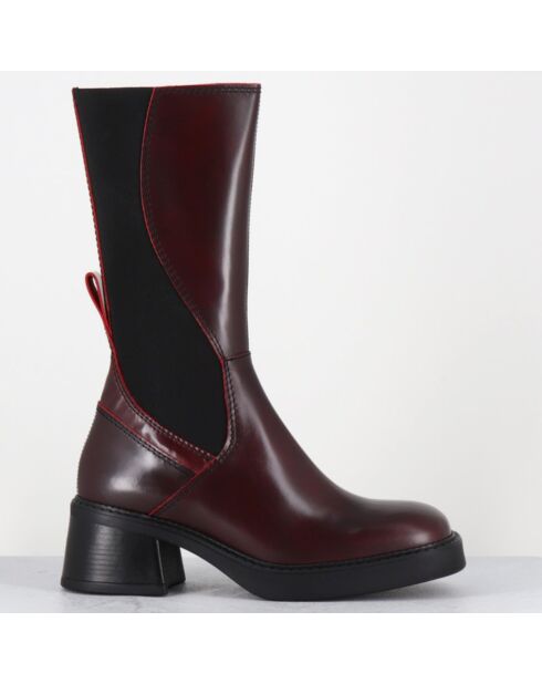 Bottines en Cuir & Textile flavia bordeaux