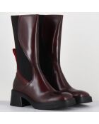 Bottines en Cuir & Textile flavia bordeaux