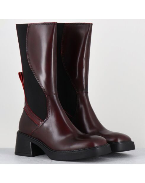 Bottines en Cuir & Textile flavia bordeaux