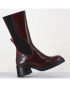 Bottines en Cuir & Textile flavia bordeaux