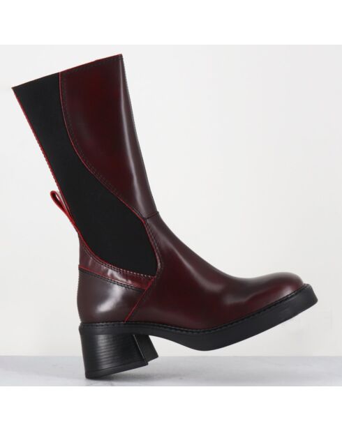 Bottines en Cuir & Textile flavia bordeaux
