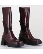 Bottines en Cuir & Textile flavia bordeaux