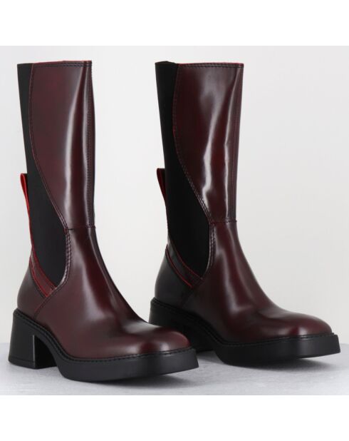 Bottines en Cuir & Textile flavia bordeaux