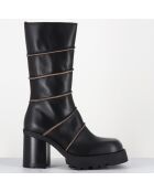 Bottines en Cuir graciane noires - Talon : 9.5cm