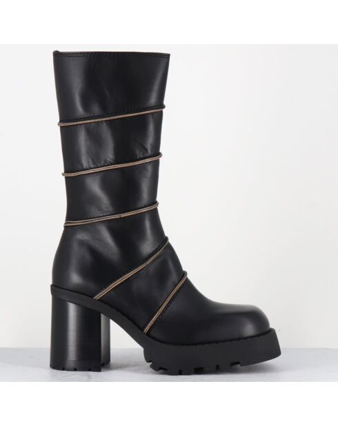 Bottines en Cuir graciane noires - Talon : 9.5cm