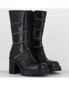 Bottines en Cuir graciane noires - Talon : 9.5cm