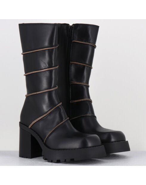 Bottines en Cuir graciane noires - Talon : 9.5cm