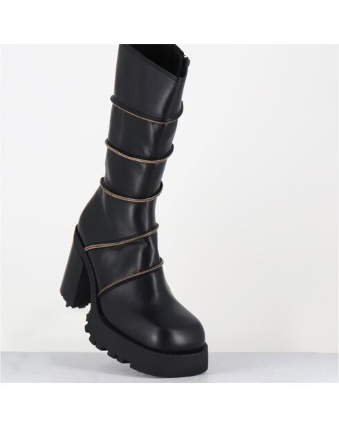 Bottines en Cuir graciane noires - Talon : 9.5cm