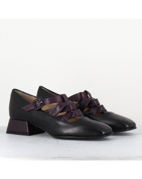 Babies en Cuir 5516 noir/prune