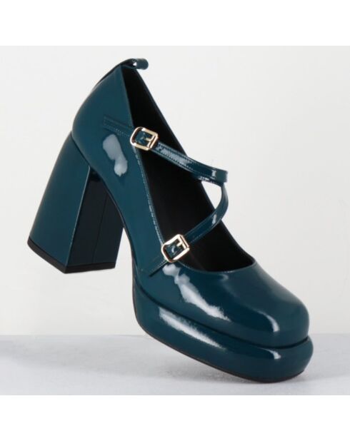Mary Jane en Cuir abra bleues - Talon : 8cm
