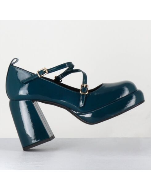 Mary Jane en Cuir abra bleues - Talon : 8cm