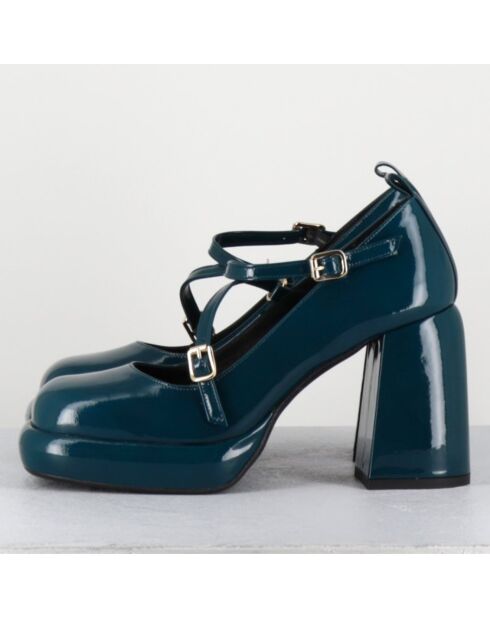 Mary Jane en Cuir abra bleues - Talon : 8cm