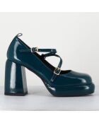 Mary Jane en Cuir abra bleues - Talon : 8cm