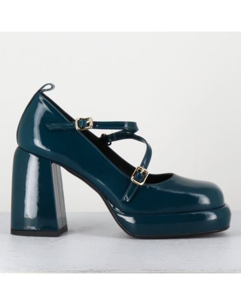 Mary Jane en Cuir abra bleues - Talon : 8cm