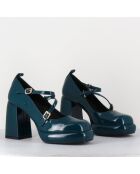 Mary Jane en Cuir abra bleues - Talon : 8cm