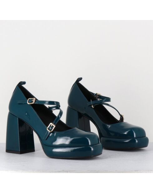 Mary Jane en Cuir abra bleues - Talon : 8cm