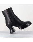 Bottines en Cuir blau noires - Talon : 7.5cm