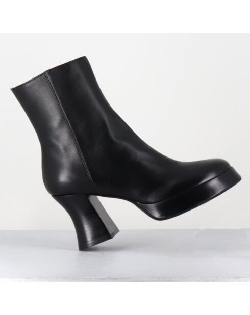 Bottines en Cuir blau noires - Talon : 7.5cm