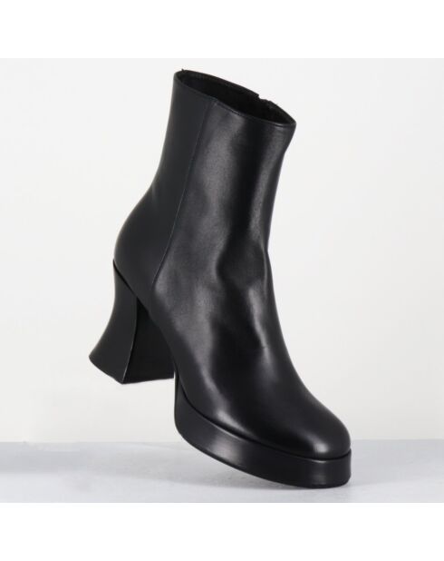 Bottines en Cuir blau noires - Talon : 7.5cm