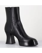 Bottines en Cuir blau noires - Talon : 7.5cm