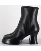 Bottines en Cuir blau noires - Talon : 7.5cm