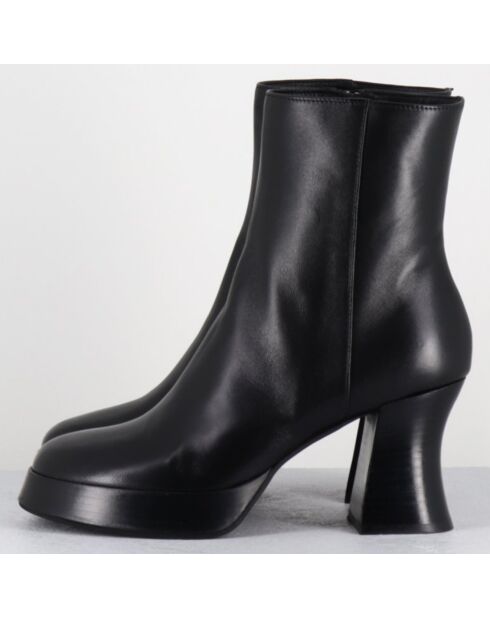 Bottines en Cuir blau noires - Talon : 7.5cm