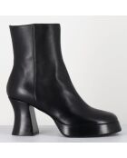Bottines en Cuir blau noires - Talon : 7.5cm