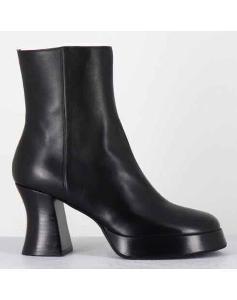 Bottines en Cuir blau noires - Talon : 7.5cm